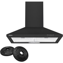 CIARRA Cooker Hood 60cm CBCB6201 600mm Kitchen Extractor Hood with Carbon Filters Recirculating&Ducting Wall Mounted Cooker Extractor Fan Black