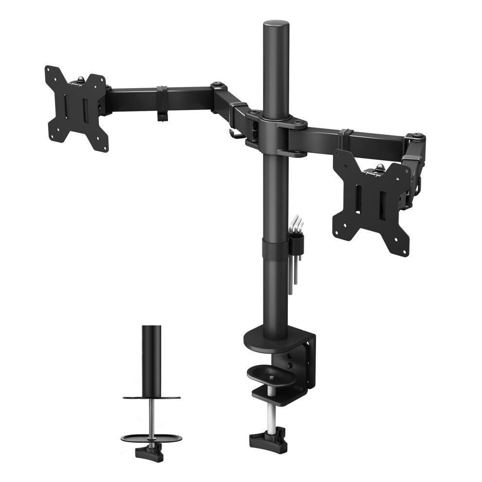 Bontec Dual Monitor Stand, Adjustable Monitor Arm Desk Mount For 13-27 Inch Screens, Ergonomic Dual Monitor Stands, Height Adjustable Dual Monitor Arm 5051220327786
