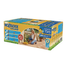 HOZELOCK - Superhoze Expanding Hose 15 m : Flexible Hose, Stretches up to 3x Original Length | With 2 Aquastop Fittings for a Watertight Connection: