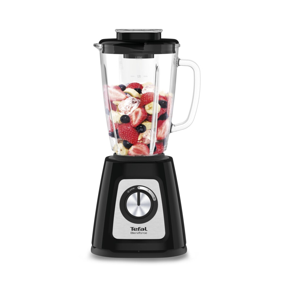 Tefal Blendforce Ii Blender, 2L Glass Jug, 1.25L Effective Capacity, 800W, 4 Removable Powelix Blades, Smoothie Blender, Ice Crush, 2 Speeds + Pulse