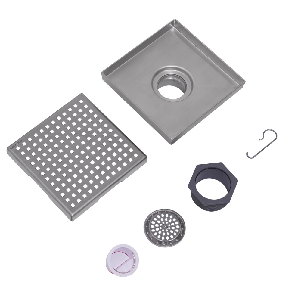 Square Floor Drain - Vancoco Bathroom Floor Drainer Anti-Odor Anti-Clogging Shower Floor Drain With Removable Straine(150 * 150Mm) 5051220329278