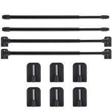 Jetec 4 Pieces Extendable Curtain Rod Cupboard Bars Tensions Adjustable Plastic Curtain Rod with 10 Pieces Self Adhesive Hooks for Home Bathroom Hotel