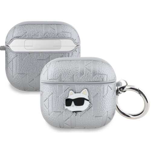 Karl Lagerfeld Monogram Choupette Head Case for AirPods 4 Silver - KLA4PGCHPS 2
