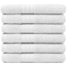 EDB Set of 6 Pack Guest Towels 100% Egyptian Cotton Quick Dry Highly Absorbent 600-GSM Super Soft Premium Hotel Quality 30 x 50 cm (White)