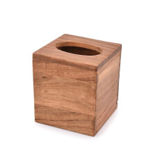 Indus Lifespace Acacia Wood Square Tissue Box with Slide-Out Bottom for Bathroom, Bedroom, Dinner Table, Office (13.97cm x 13.97cmx 15.24cm)