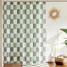 Ohocut Checkered Shower Curtain, Sage Green for Bathroom, Cute Retro Checkerboard Vintage Aesthetic, Machine Washable Fabric, 72''x72''