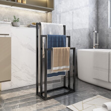 HOJINLINERO 3 Tier Freestanding Towel Rail Rack Stand,Metal Holder and Drying Bathroom Kitchen,Towel Ladder Towelsor Clothing,Bath Storage & Hand