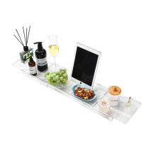 Koelaa Adjustable Bathtub Tray, Bath Rack Tray with Drain Holes, Bath Caddy Trays, Bathroom Accessories, Extendable Bathtub Trays with Non-Slip