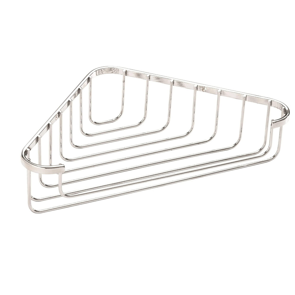 Croydex Corner Basket - Bathroom Storage Solution, Chrome Mild Steel Shower Caddy, Elegant Bathroom Accessory with Screw to Wall Fixings, Wall Plugs &