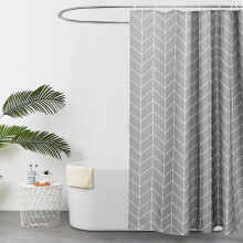 EurCross Geometric Pattern Grey Shower Curtain for Bathroom,Water Repellant Anti Mould Extra Wide/Long Shower Curtains 200 X 200cm(78''W x