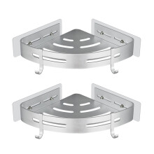 GERUIKE Shower Corner Shelf No Drilling Adhesive Bathroom Shelves Shower Caddy Basket Wall Mounted Shower Storage for Kitchen & Bathroom Organiser