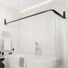 Erica Shower Curtain Rail for Bathtubs, L-Shaped Shower Curtain Pole in three varations 70x90cm / 70x160 cm / 90x140 cm, Wall Mounted Shower Pole,