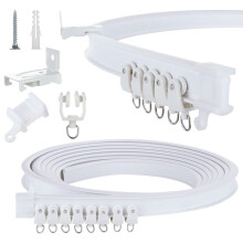 GOYADA Bendable Curtain Track for Bay Windows, 5M/16.4FT Flexible Wall Ceiling Mounted Curtain Track, Heavy Duty Plastic Curtain Rail Track, Curtain