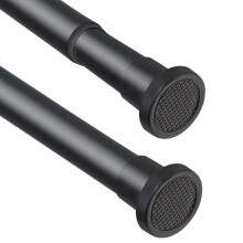 Black Shower Tension Rod 76-194cm, Diameter 25mm Extendable Spring Tension Pole without Drilling for Shower Curtain, Door Curtain, Wardrobe, Bathroom