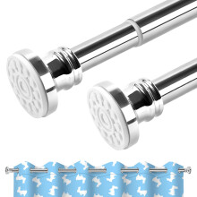 BreeRainz Extendable Shower Curtain Poles 110 to 290cm, No Drill Tension Rod Adjustable Shower Curtain Rail, telescopic pole for Window Bathroom