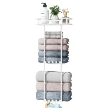 HapiRm Towel Rack Wall Mounted - 3-Tier Bathroom Towel Holder with Storage Basket, Stainless Steel Bathroom Towel Storage, Towel Rail with Hooks &