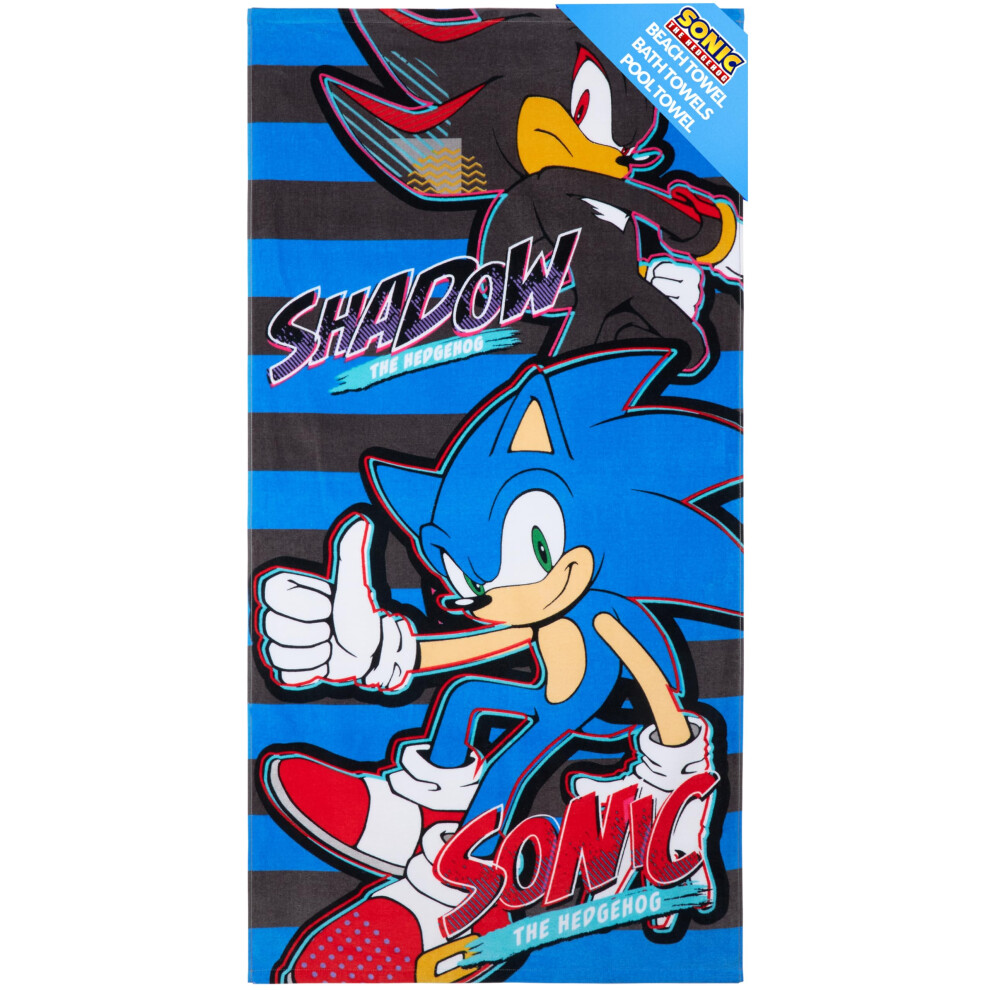 SONIC THE HEDGEHOG Towel for Kids Teenagers Soft Absorbent Bath Shower Swimming Beach Towel Quick Dry 100% Cotton Shadow Holiday Essentials 140 x 70cm