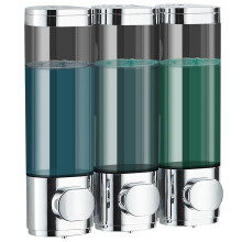 Soap Dispenser,Shampoo Dispenser Wall Mounted for Bathroom,Silver 3 Chamber 300mL*3 Simple Human Plastic Body Wash Shower Gel Shampoo Conditioner Soap