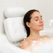 Luxury Bath Pillow Waterproof Air Mesh Bath Cushion With Suction Cups For Head And Neck | Ergonomic Bathtub Pillows Home Spa and Hot Tub Headrest |