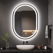 Dripex 50?70cm Oval LED Bathroom Mirror with Light, Illuminated Wall Mounted Vanity Mirror, Anti-fog, 3 Colors Dimmable Light, Memory Function, IP44,