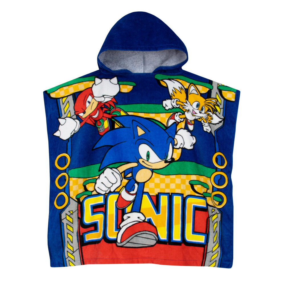 Sonic The Hedgehog Kids Hooded Towel | Children?s Bath Towels | Kids Beach Towel | One Size Blue