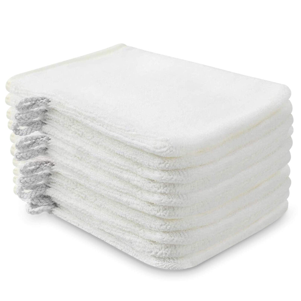 PHOGARY Pack of 10 Microfibre Body Wash Mitts, Soft Face Cleansing Mitts, Bath SPA Terry Cloth, Reusable Makeup Remover Mitt Gloves, 15x20 cm, White