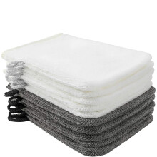 PHOGARY Microfibre Body Wash Mitts Set (10pcs) Flannels Soft Shower Face Mitts, Bath SPA Cloth, Reusable Makeup Remover Mitt Gloves, 15x21 cm, White