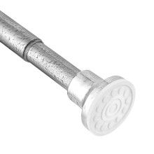 Silver Shower Curtain Pole, No Drilling No Rust Shower Curtain Rail 72cm to 195cm, Stainless Steel Extendable Telescopic Rod for Shower Curtain and