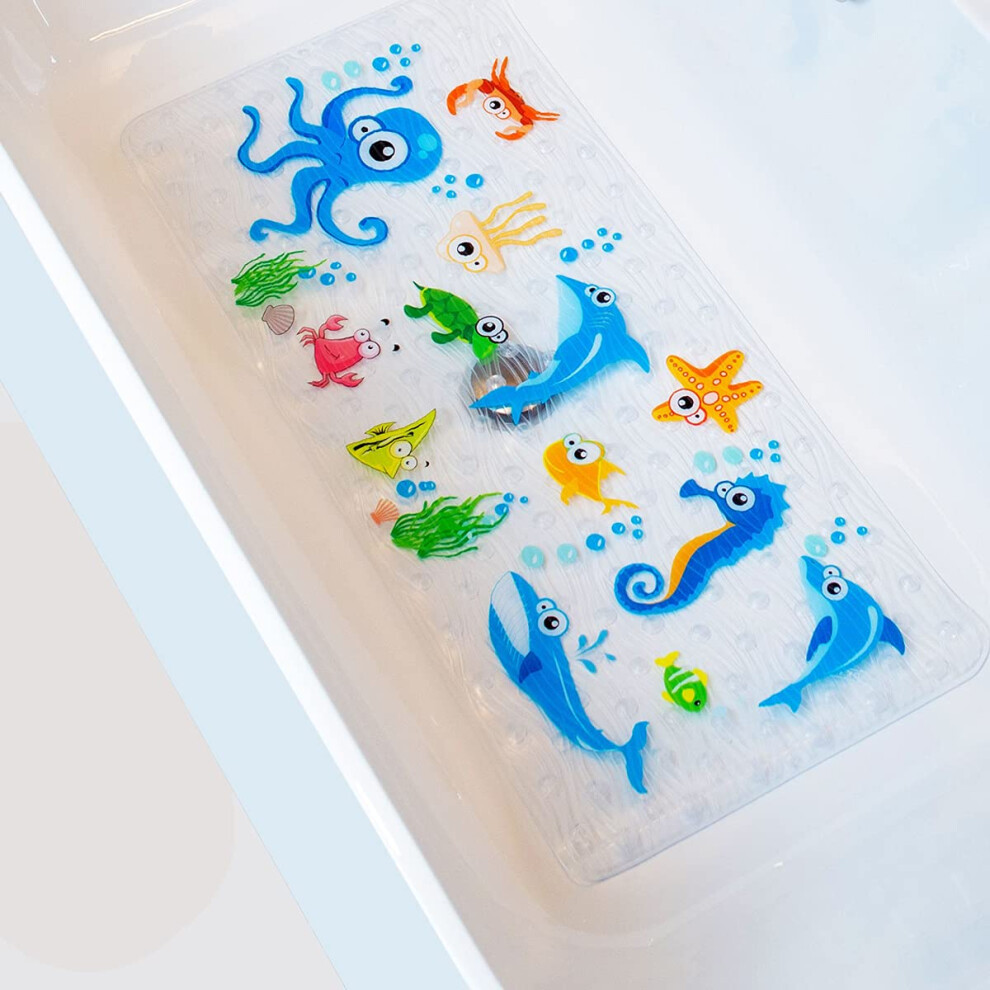 BOPPIE Non-Slip Bath Mat Shower Mats,Anti-Slip-Resistant Tub Mats Bathroom Mat XL Large Bath Mat 89 X 38 CM(Ocean Octopus ZY)