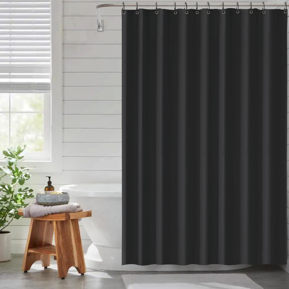 Funria Eva Shower Curtain Waterproof Bathroom Curtains With 12 Hooks For Wet Room Long Bath Curtains For Bathtubs And Shower Stall Shower Black