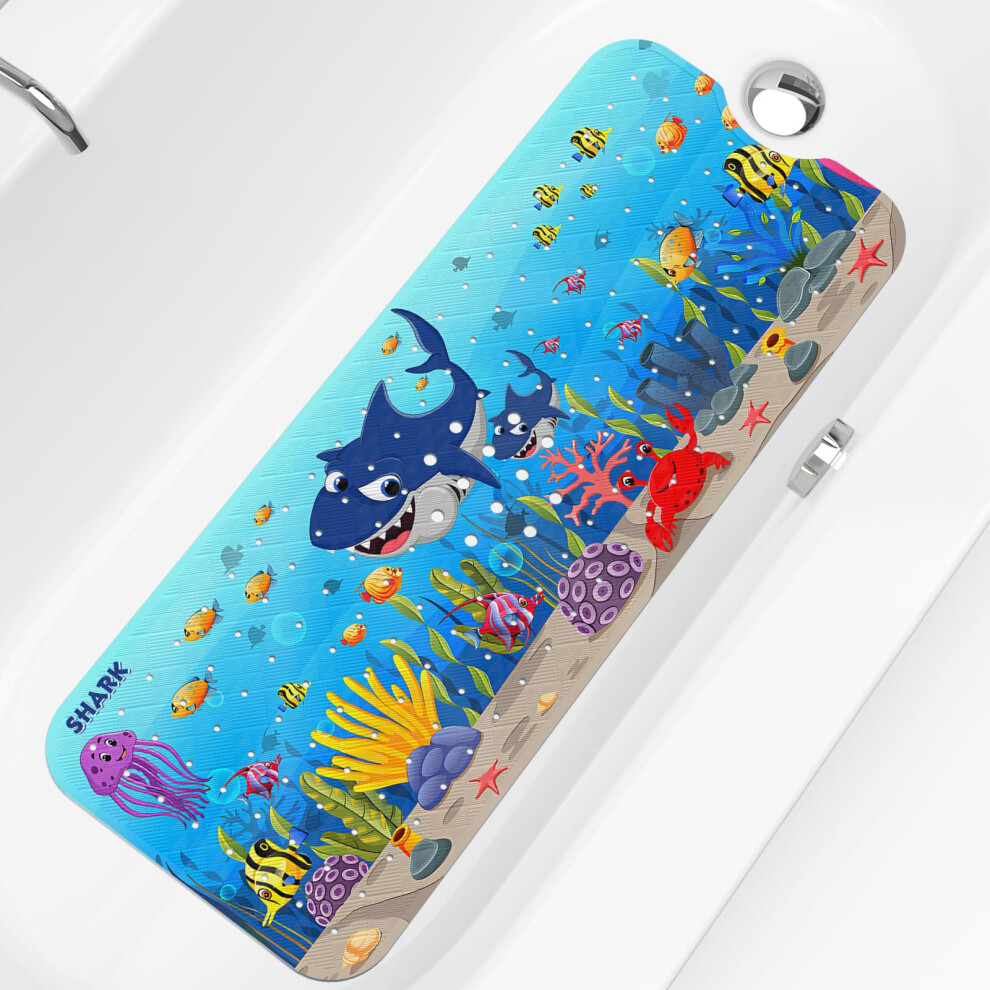 Baby Bath Mat Non Slip Anti Mould, 100X40cm Extra Long Kids Bath Mat With Suction Cups And Drain Holes, Non Slip Bath Mats For Inside Bath Xiyunte