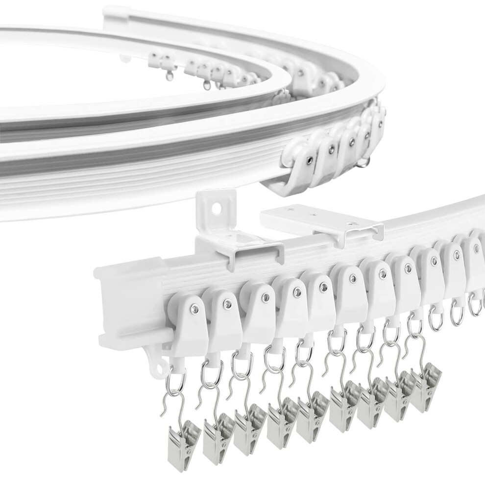 Ceiling Curtain Track?Flexible Bendable Curtain Rails and Fittings Curved Wall Mounted for Bay Window Shower Bathroom, RV, Room Divider,3.65M/12FT,-image-OPC-PHC9GQ9-NEW
