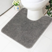 Famibay Bathroom Pedestal Mats Non Slip Washable U Shaped Pedestal Mat Microfibre Soft Toilet Rugs Grey