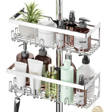 HouseUp Shower Caddy - Bathroom Shower Shelf Tidy Organiser No Drilling Suit 18mm-25mm Shower Rail, Shower Storage for Soap Shampoo Shower Rack,
