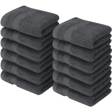 Utopia Towels Premium Washcloth Set (30 x 30 CM) 100% Cotton Face Cloths, Highly Absorbent and Soft Feel Fingertip Towels (12 Pack, Grey)