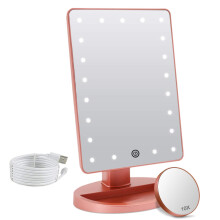 FASCINATE Makeup Vanity Mirror with Lights and Detachable 10X Magnification, 21 Led Lights Adjustable Dimming Touch Sensor, Dual Power Supply, 180?