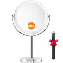 Auxmir 30X Magnifying Makeup Mirror, 6.8'' Double Sided 1X / 30X Shaving Mirror for Dressing Table, 360? Rotation Free Standing Vanity Mirror with