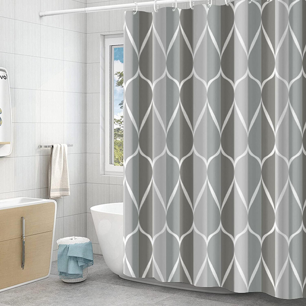 Geruike Extra Wide Grey Shower Curtain 240 X 200 Weighted Shower Curtains Mould Proof Resistant, Machine Washable Bath Curtains With 12 Shower Curtain