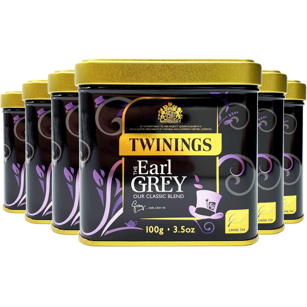 Twinings Earl Loose Tea In Tin 600G (Multipack Of 6 X 100G Tins) Grey