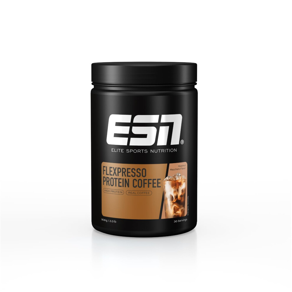 Esn Flexpresso Protein Coffee, Hazelnut Macchiato, 908 G, 2 Lbs, 30 Servings - Whey Protein Powder With Real Coffee