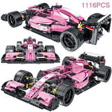 (Pink F1 Car) Technical Sports Car High Tech Formula F1 Building Block City Super Speed Racing