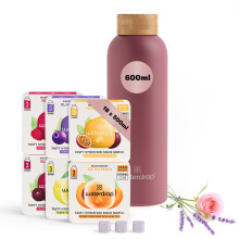 Waterdrop? Starter Set Steel - 600 ml Stainless Steel Bottle + 18 Water Flavouring Hydration Cubes, Vitamin Infused, Sugar Free Microdrink