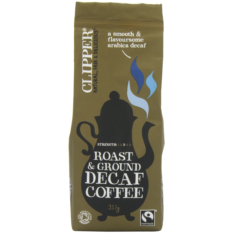Clipper Fairtrade Organic Decaffeinated Roast And Ground Arabica Coffee 227 G (Pack Of 2)