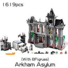 (Arkham Asylum) 1619 stuks Super Heroes Bouwstenen Vleermuis Arkham Asylum Ambulance Auto Kasteel Street View