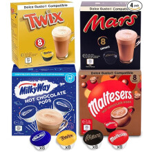 32 Dolce Gusto Hot Chocolate Capsules - Mars, Twix, Milkyway, Maltesers (4 x 8 packs)