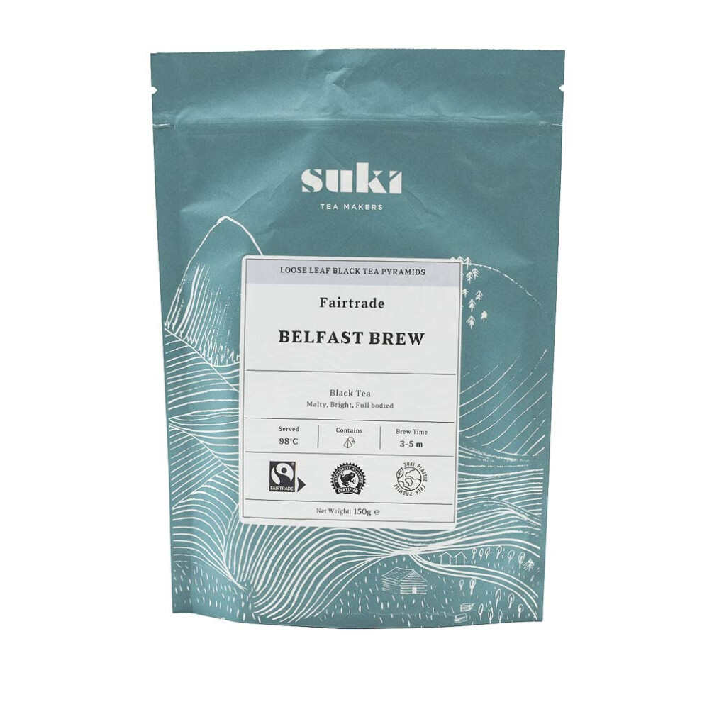 Suki Tea Belfast Brew - Pack Of 50 Pyramid Tea Bags - Indian Assam And East African Tea Blend - Full Flavoured - Fairtrade - Great Taste Black