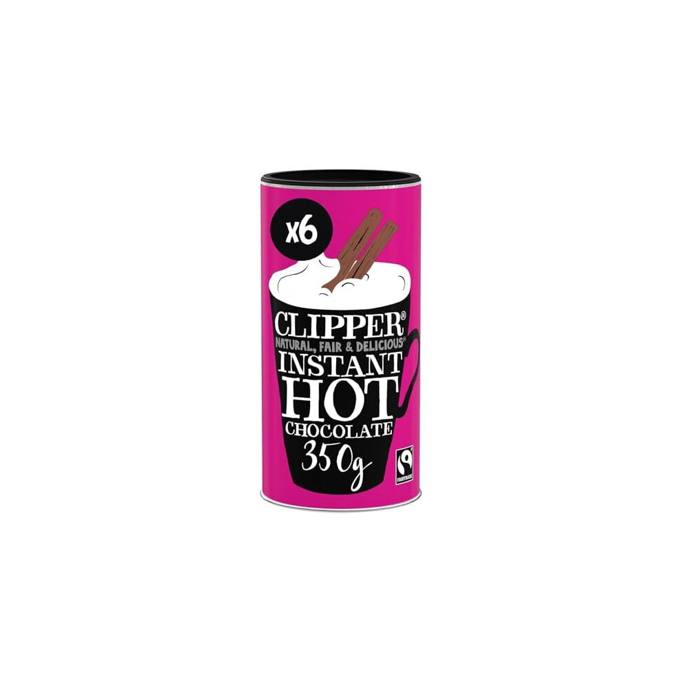 Clipper Instant Hot Chocolate, 6X 350G Tubs (2.1Kg) | Bulk Buy For Home & Office | Eco-Conscious Fairtrade | Add Water Hot Chocolate | Luxury Drinking