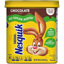 Nesquik Chocolate Powder No Sugar Added 453 gram, Low Calories, Low Fat