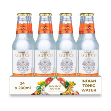 DOUBLE DUTCH Indian Tonic Water (24 x 200ml Bottles) - Low Calorie, Diet Tonic Water for Gin and Cocktails |Gluten Free and Vegan Friendly Soft Drink
