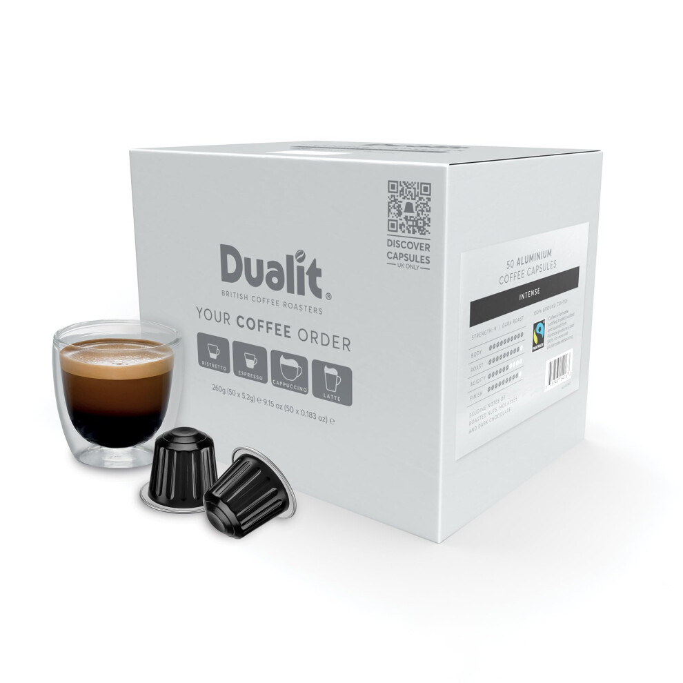 Dualit Nespresso? Compatible* Intense Recyclable Aluminium Coffee Capsules By | 50 Pack - 5 X 10 Pk - 50 Servings Of Premium Eco Friendly Coffee Pods